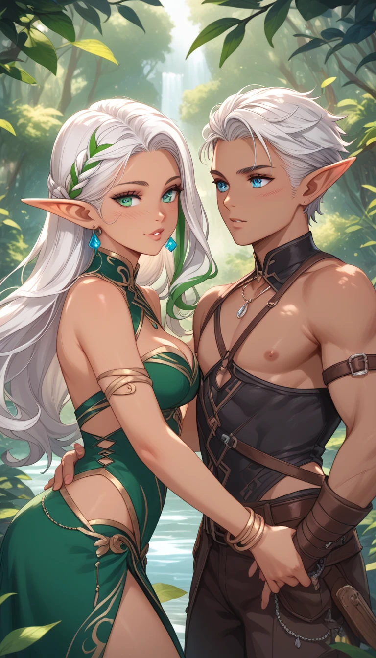 1girl, elf, short bob hair, gold hair, very small breasts!!!, long pointed ears, blue eyes, fair skin, happy face, she nude, lot of cum on sex, full body, lying, lake montagne, very sexy body, detailed face, highly detailed, 8k, best quality, masterpiece, vibrant colors, digital art, concept art