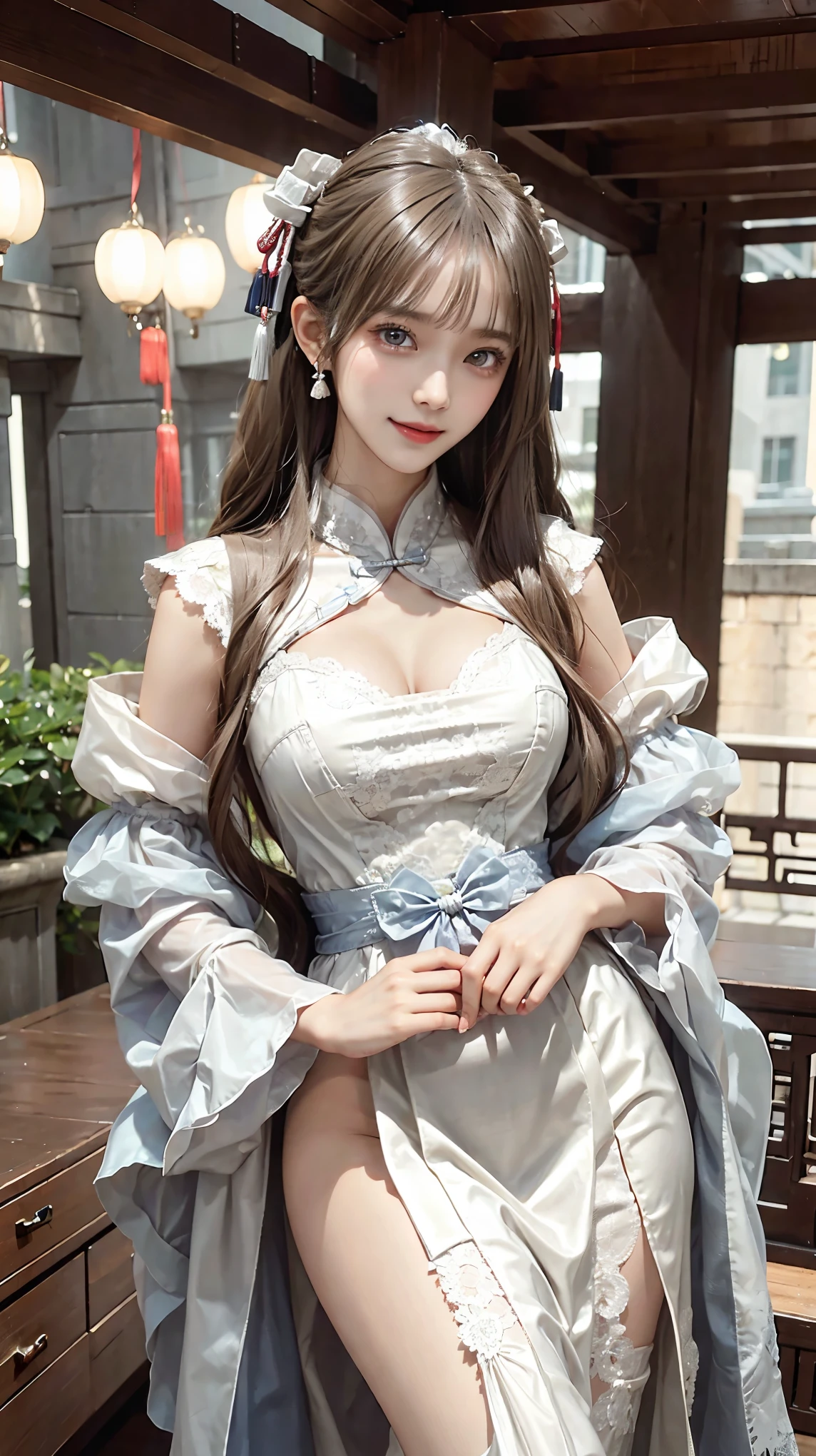 (nsfw), sexy stylish Swedish model, only 1 female, ((doll-like appearance)), short Auburn stylish hair, ((shiny Victorian-Style boots)), (big smile), ultra detailed eyes, vivid eye makeup, lipgloss, long lashes, defined eyebrows, ((sexy Paradise Kiss cosplay)), bell-shaped skirt, petticoats, high neckline, puffed sleeves, ((ultra detailed lace)), ((ultra detailed embroidery)), intricate details, Paradise Kiss accessoires and matching headpiece, choker, ((large sparkling Paradise Kiss jewelry)), cinematic light, detailed large park background with trees