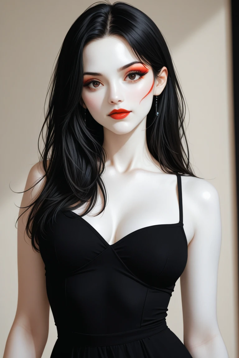 Ultra realistic, 16k, best quality, high resolution, erotic hot, erotic dream atmosphere, 1 girl, 18 years old, long red hair, sexy eyes look, pale white skin, sweaty skin, earrings, sexy black latex dress, big natural breasts, hot big tits, slender tall hot body, seductive, sensual posture, full-length sexy pantyhose, Battle ruins, wide hips, thick legs, torn clothes, blurred background, depth, dream aesthetic, dream atmosphere, cinematic lighting.