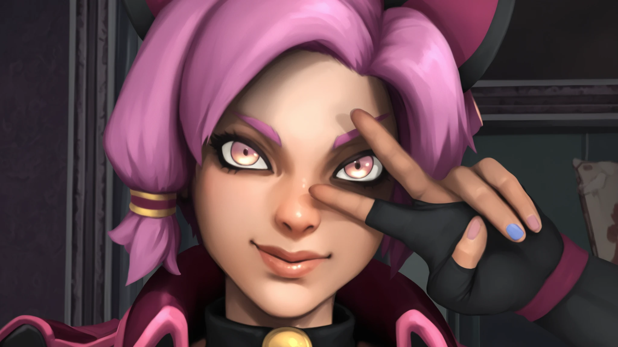 Pink hair girl w black ears