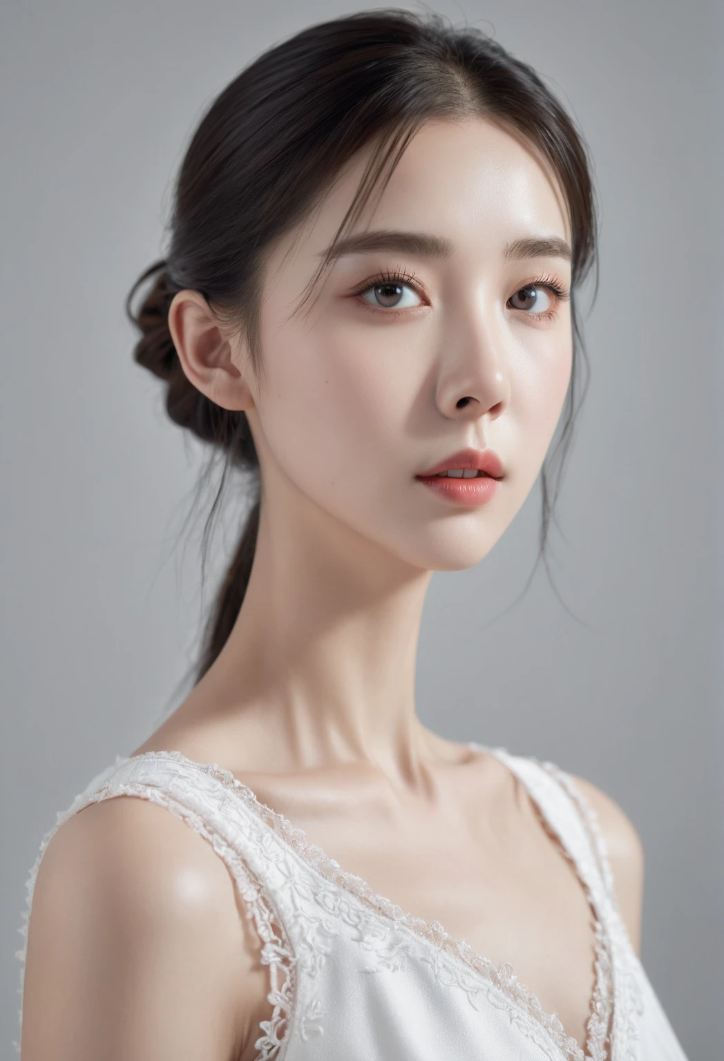 One girl,one piece、White Background,Elegant