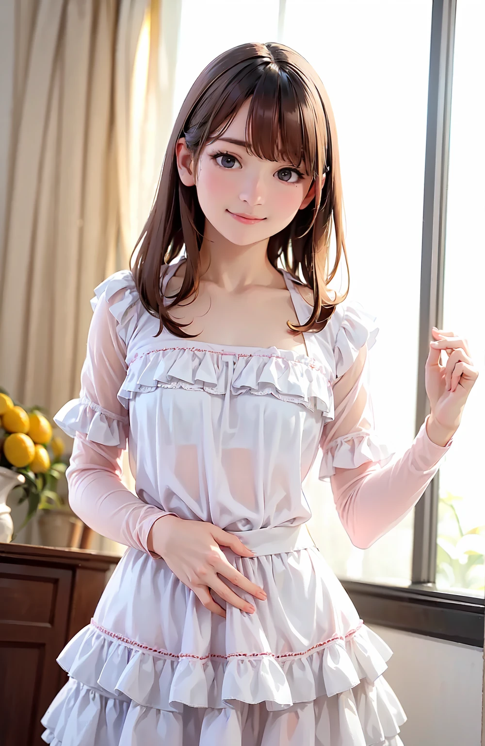 Michisanko Bijin　The devastating purity of her white dress　Overalls