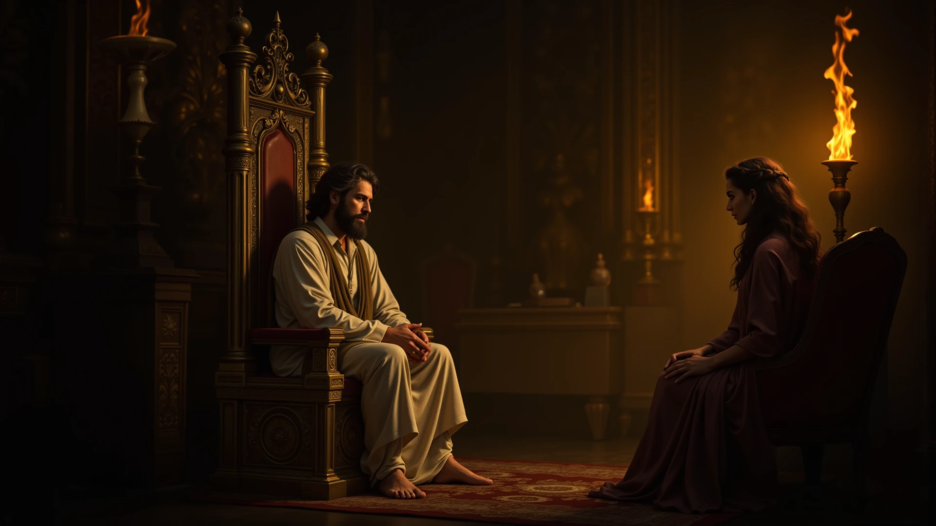 Zeus de perto, rosto furioso, sentado no trono, ambiente sombrio, alta qualidade, 4k, cena de filme