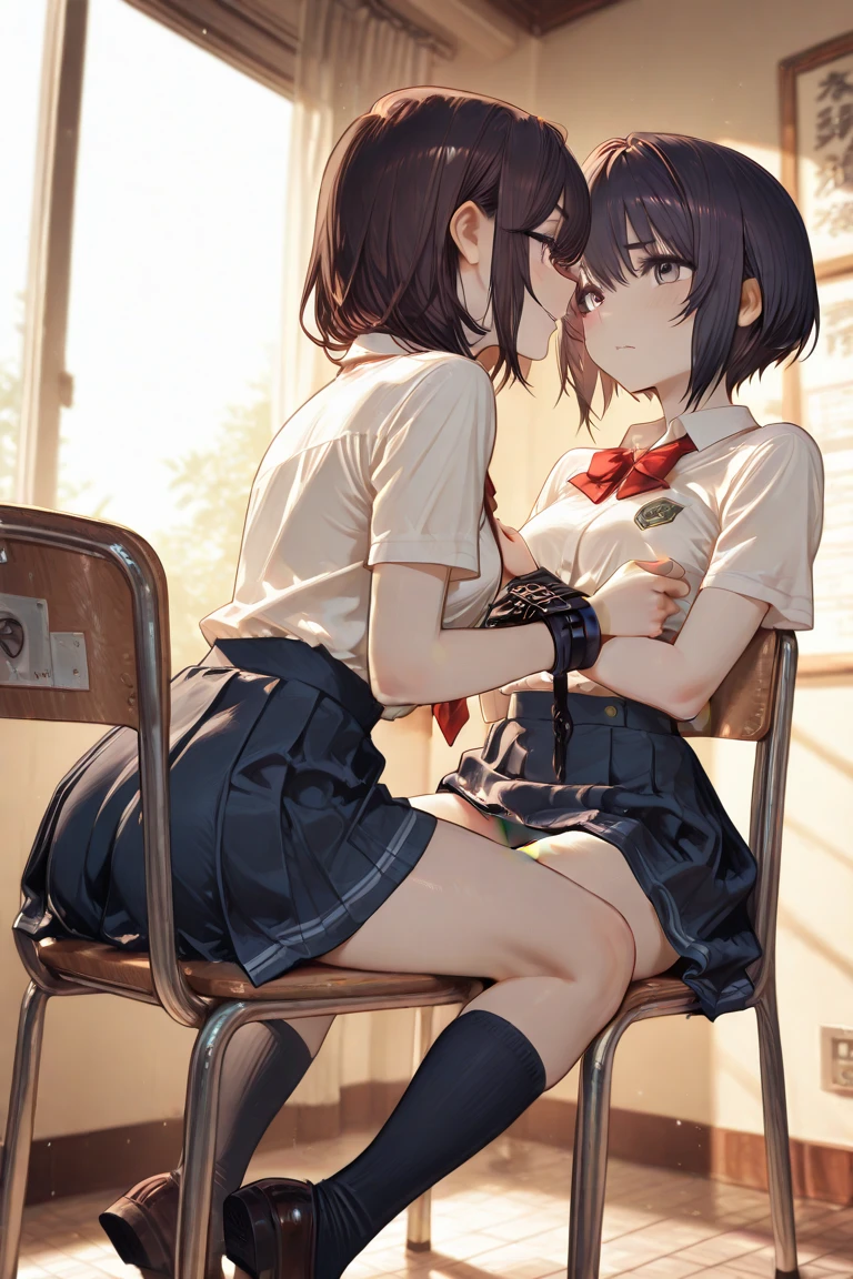 {{{{{One girl}}}}},Micro bikini, student council president, ponytail, black hair,One person,older sister,Sailor suit,alone,classroom