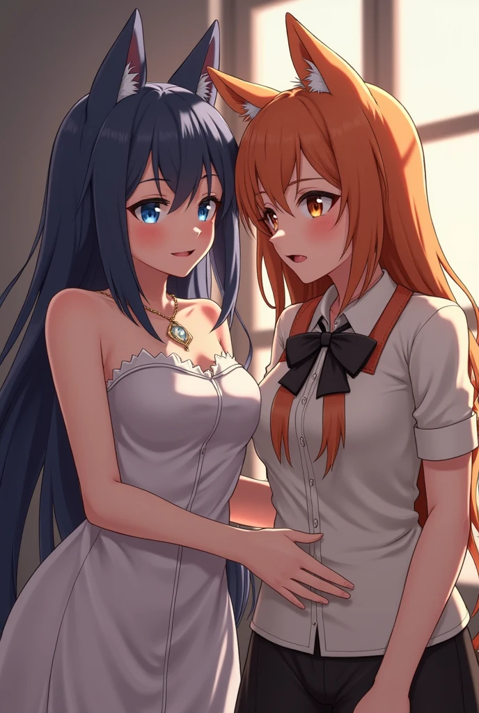 Film movie still, 2girls, 14years, (A detailed face), (Detailed skin), The details are complex, Shallow depth of field, [volume fog], movie lighting, Reflectors, a Canon EOS R5, 50mm lens, f / 2.8, SFW, shot at 8k resolution, office, ((Hinata hugging Kushina from behind, breast grab, fingering vagina));
Naked body, full body, perfect slim body, female sexy body, medium ass, ((Kushina)), ((red ponytail hair, blue eyes, hair clip)), seductive look, seductive smile, large breasts, nipples, nude shoulders, standing, pussy, ((pale-skinned)), bracelet, necklace, earings, white hairband, ((fingering vagina)).

Naked body, full body, perfect slim body, female sexy body, medium ass, ((Hinata)), ((short blue hair, white eyeballs), seductive look, seductive smile, large breasts, nipples, nude shoulders, standing, pussy, sexy pose, ((pale-skinned)), bracelet, necklace, purple hairband.