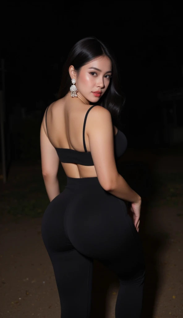 Foto de uma avatar feminino do cabelo liso , preto , comprido , boca volumosa , corpo escultural , bumbum avantajado , com um vestido longo vermelho , with ring in hand , uma tatuagem escrito Maya e Gustavo. Com efeito de foto realista