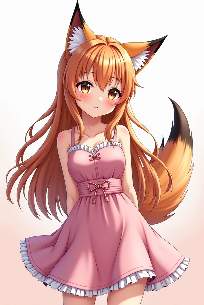 anime girl in dress with cat ears, anime Cat girl, beautiful young Cat girl, cute anime Cat girl, Fox Girl, beautiful anime Cat girl, Cat girl, very beautiful anime catgirl, Short full body portrait !, In a dress, long-haired anthropomorphic farsona, Anime Girl with Cat Ears, Attractive Cat Girl