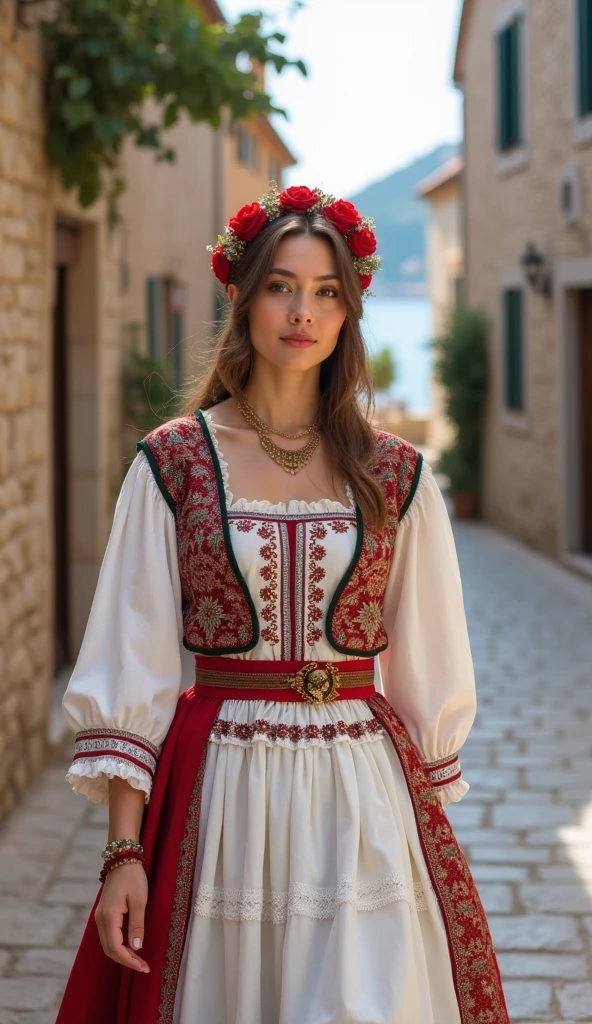 a woman in traditional hungarian outfit
