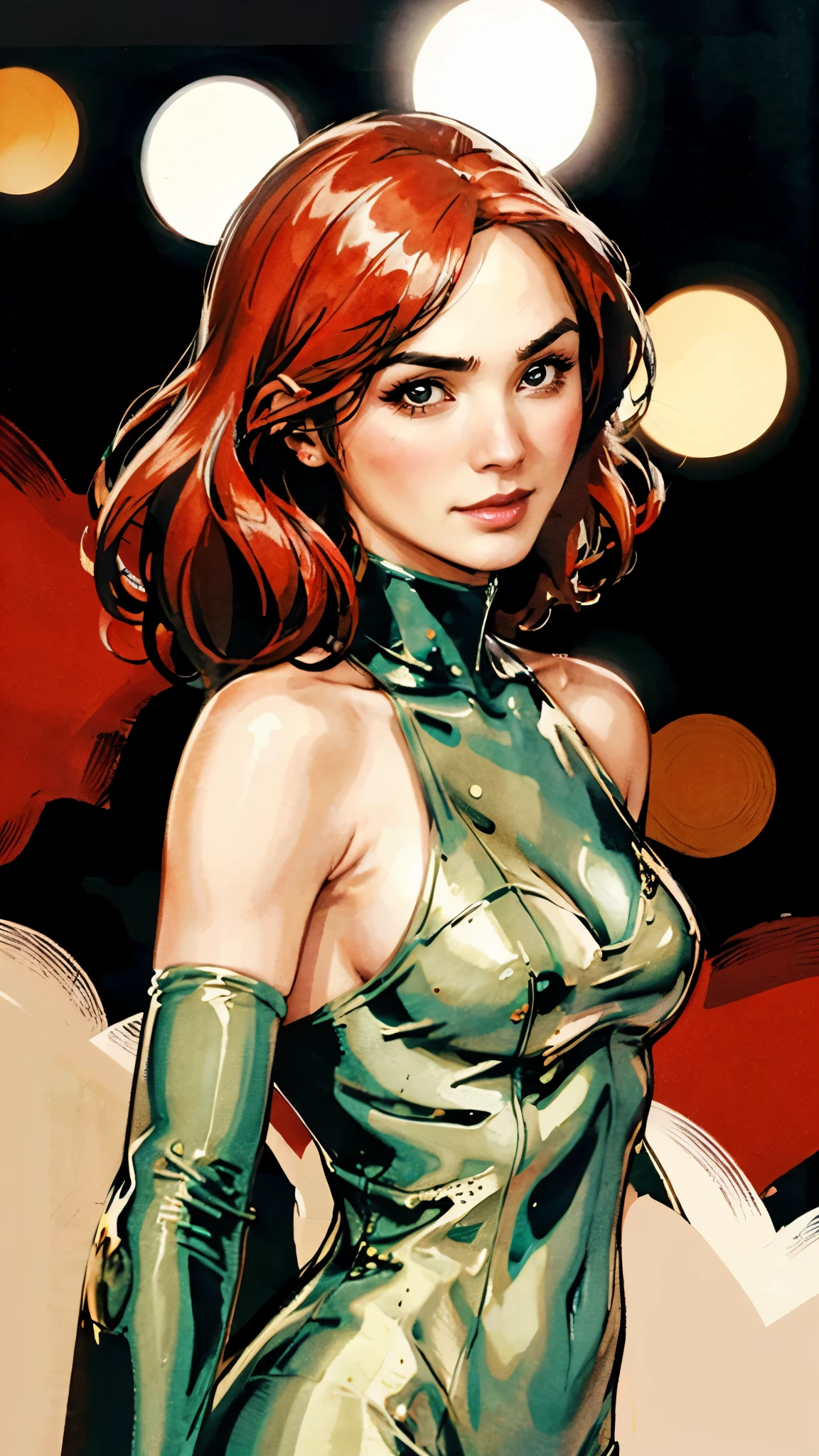 masterpiece, best quality, a beautiful woman with long shiny hair, choppy bangs, delicate face, passionate gaze, perfect smille, blush, seductive expression, tall and fit figure, perfect body, perfect skin, seductive pose, sexy Futuristic Technological Nanogel Clothing, the color scheme is primarily White with Green accents, this character embodies a finely crafted sexy beauty, exquisite and mature TerryDodson Style, dufkova, petra dufkova, goddess, feminine, exquisite photography, depth of field, bokeh, photorealistic, even and soft lighting on face, dramatic, high definition, highres, ultra detailed, professional photo, perfect body proportions, anatomically correct, symmetrical face, extremely detailed eyes and face, perfect eyes, high quality eyes, creativity, RAW photo, UHD, 32k, portrait lighting, cinematic lighting, (masterpiece-anatomy-perfect:1.2)