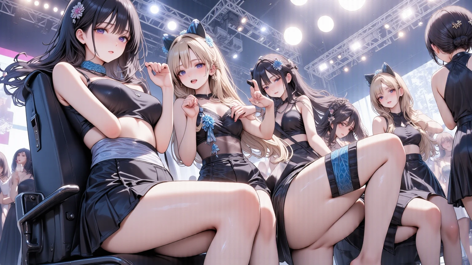 13 year old female idol、A look of despair、Outdoor Stage、dance、Five women lined up、Taking off underwear、Highest quality、Spread your legs