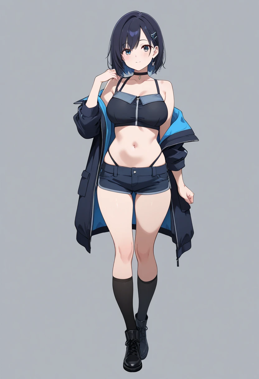 Solo, Medium breast, adult, (Full body:1.1), Bra, masterpiece, best quality, <lyco:unzipped_skirt:0.7>, Layered, Panty, (Unzipped skirt:1.3)