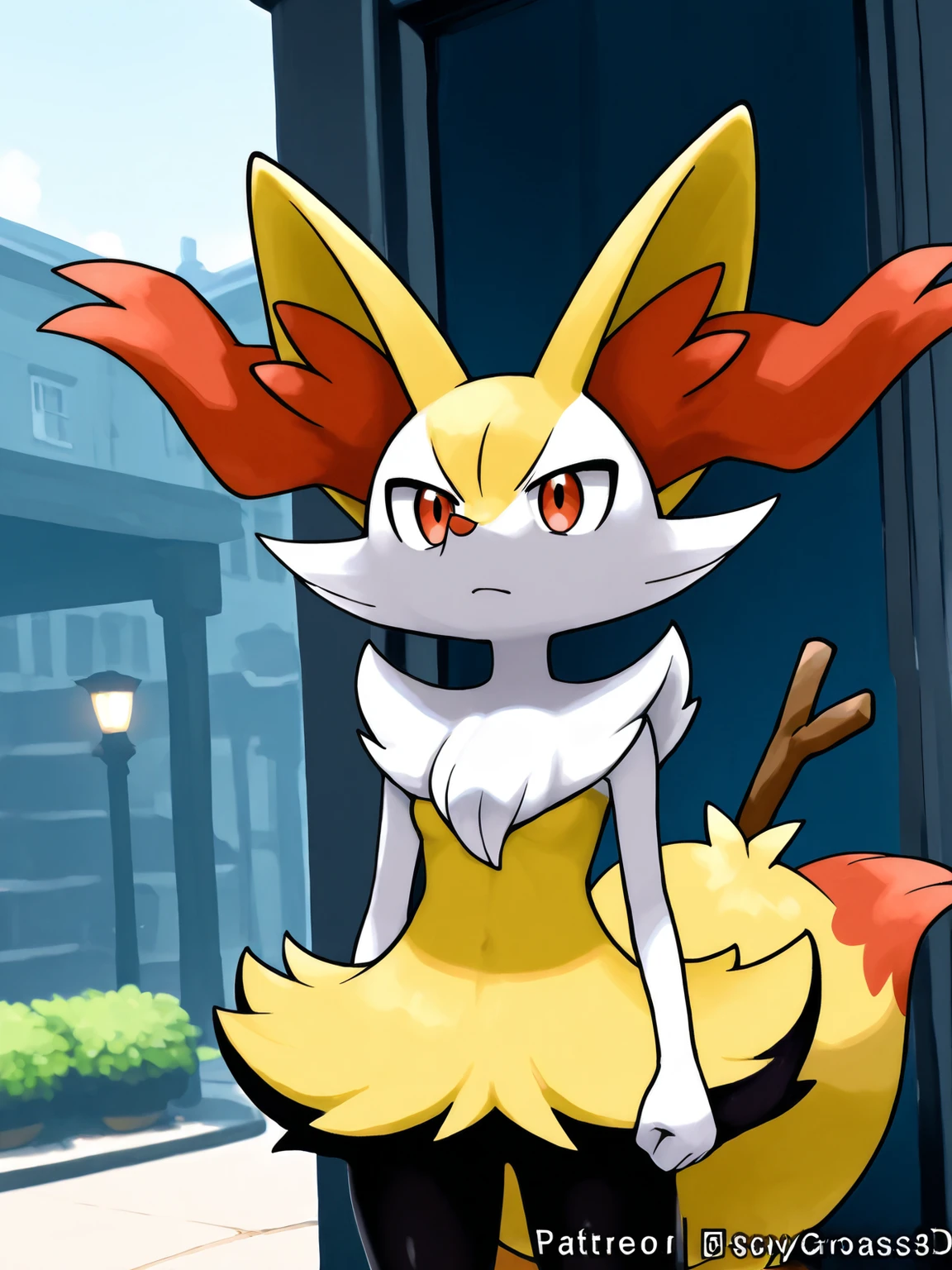 Pokémon Braixen sexy coxas grossas 3D city ambience