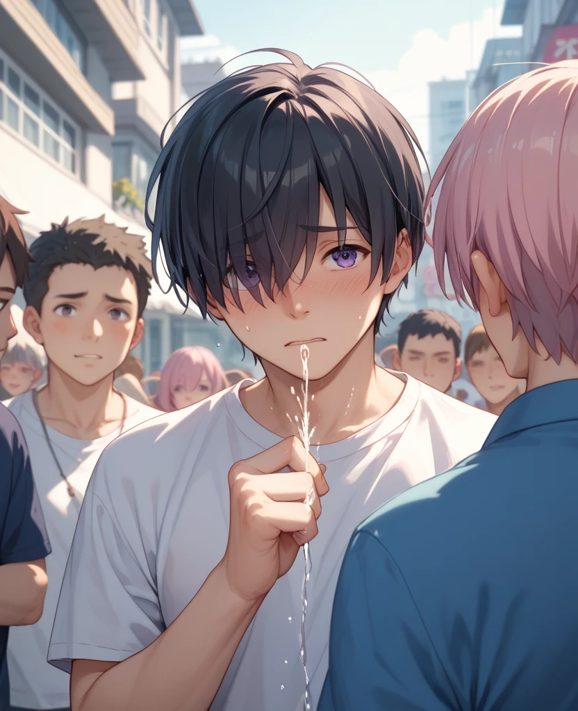 The subject is a boy in the first grade of elementary school. Very young and cute boy A boy with a very young figure Pink Hair He has multiple women giving him blowjobs and is in a harem situation. Orgy He ejaculates and scatters a large amount of semen.