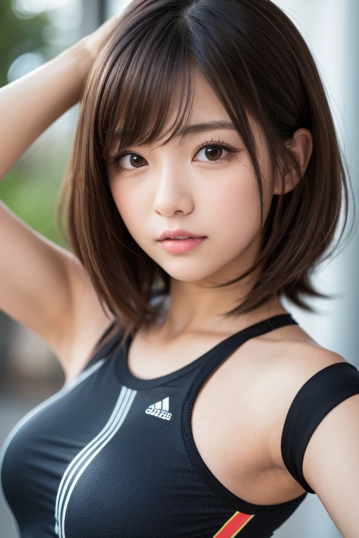 (Woman smashing on outdoor tennis court、Standing with your butt sticking out、Uplifting)、(Realistic、Like a photograph、Live Action、, Realistic, RAW Photos, Best image quality: 1.4), Single-lens reflex camera、RAW Photos, Highest quality, Realistic, Very detailed CG Unity 8k wallpaper, Written boundary depth, Cinematic Light, Lens flare, Ray Tracing, Realistic background、Many people:1.4、(Tennis Player:1.4、Tennis uniform:1.3、Toned body)、((Ultra-dense skin))、 woman,Cute Japanese Tennis Player、((Smash stance、((whole body:1.5))、During the game:1.1、Serious expression on the court))、Pink inner color hair、short hair:1.2、tie your hair with a hair clip、I like that style、stylish、Very detailed、Pay attention to the details、Perfect outfit、(Sunburned skin)、Beautiful legs:1.1、Rear view