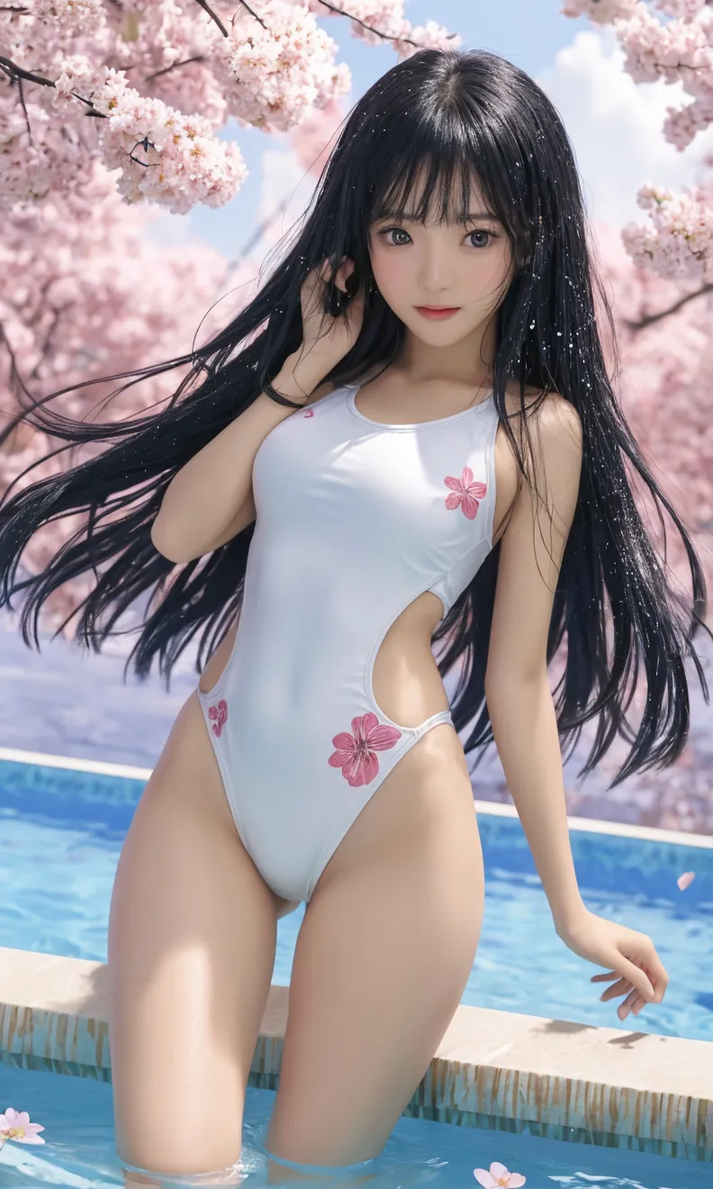 naked、Short half twin tails、((Small breasts))、Light pink nipples、Black Hair