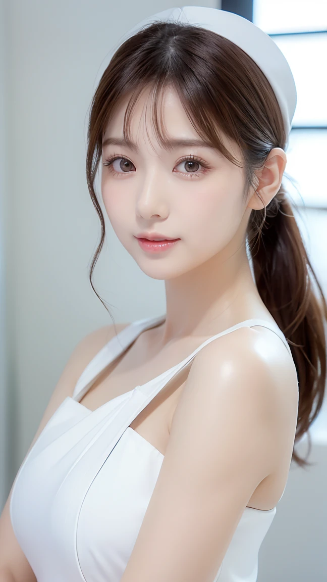 table top, highest quality, shape, Super detailed, finely, High resolution, 8k wallpaper, perfect dynamic composition shape, beautiful and detailed eyes, off shoulder dress, small breasts, natural color lip,Gentle smile,20 year old girl、Beautifully detailed face、perfect and beautiful face,Big eyes、Beautifully detailed face、perfect and beautiful double eyelids、blur the background、Feminine poses、slim face and style、straight hair、Bedroom、lie in bed、 (get closer to the face, enlarge the face, face focus:1.0), break, (masterpiece, highest quality, Super detailed, detailed face, 8k)、real photos(best image quality)、shoot from above、look up、K-POPアイドルフェイス、smile