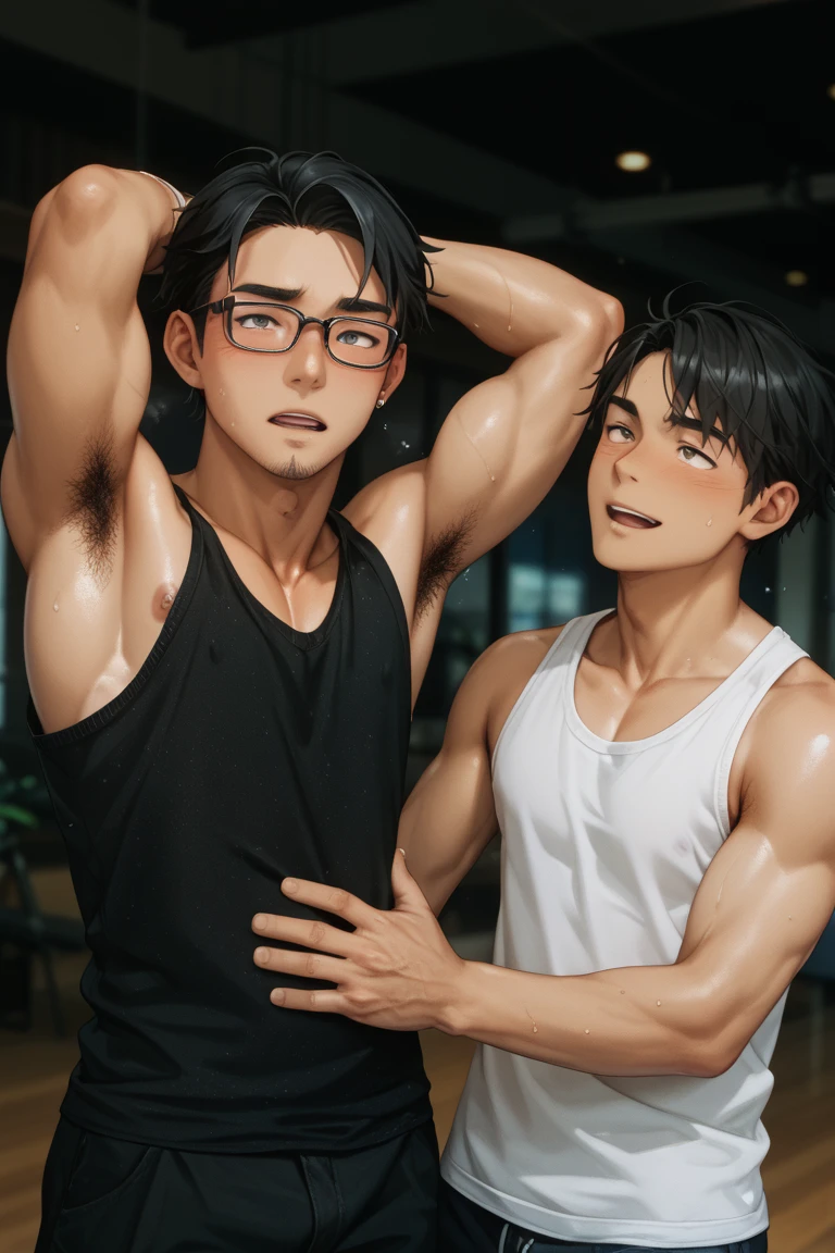 musculature　rich　Asians　eye glass　rikka