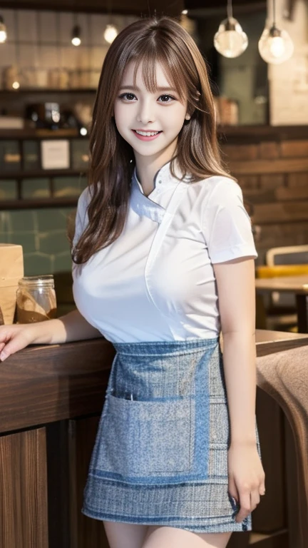 Smiling Asian waitress serving drinks, 2 girls, Beautiful attention to detail, Beautiful lip detail, Highly detailed eyes and face, Long eyelashes, Brown Hair, ponytail, A waitress making sandwiches on the back wall, restaurant, shirt, dish, cup, food, Realistic, (Highest quality,4K,8K,High resolution,masterpiece:1.2),Super detailed,(Realistic,photoRealistic,photo-Realistic:1.37),High resolution,超High resolution,Studio Lighting,Ultra-fine painting,Sharp focus,Physically Based Rendering,Very detailed explanation,Professional,Vibrant colors,Bokeh,Portraiture,photograph