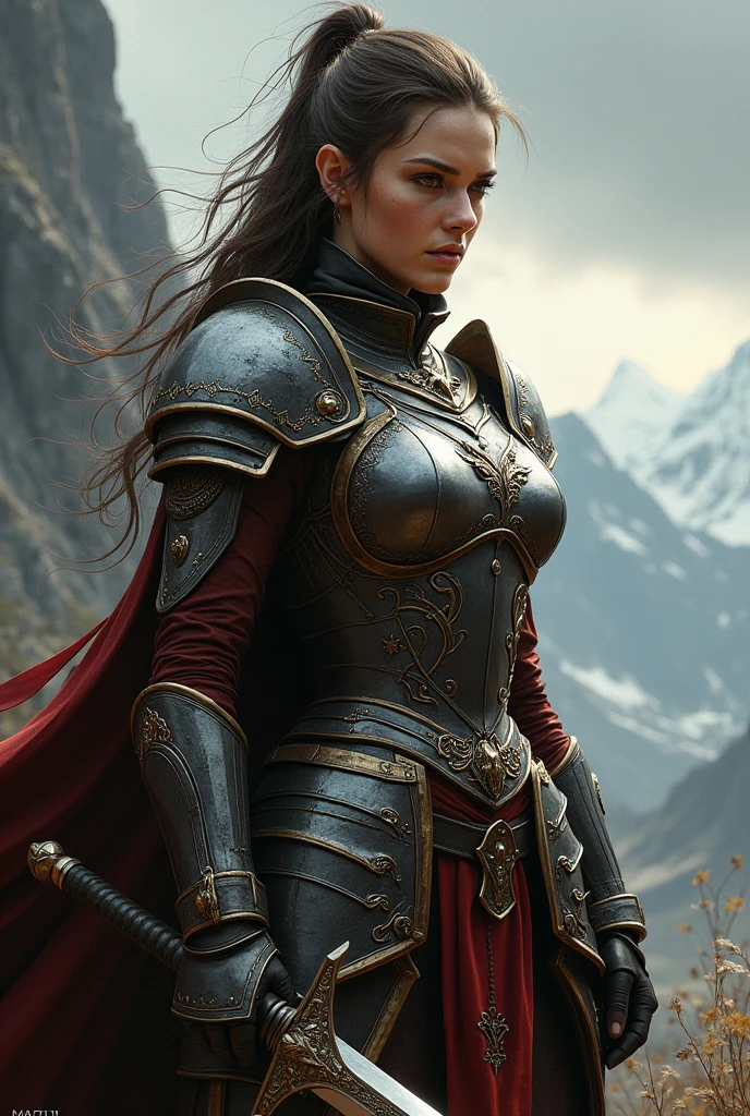 A medieval warrior woman with a sword