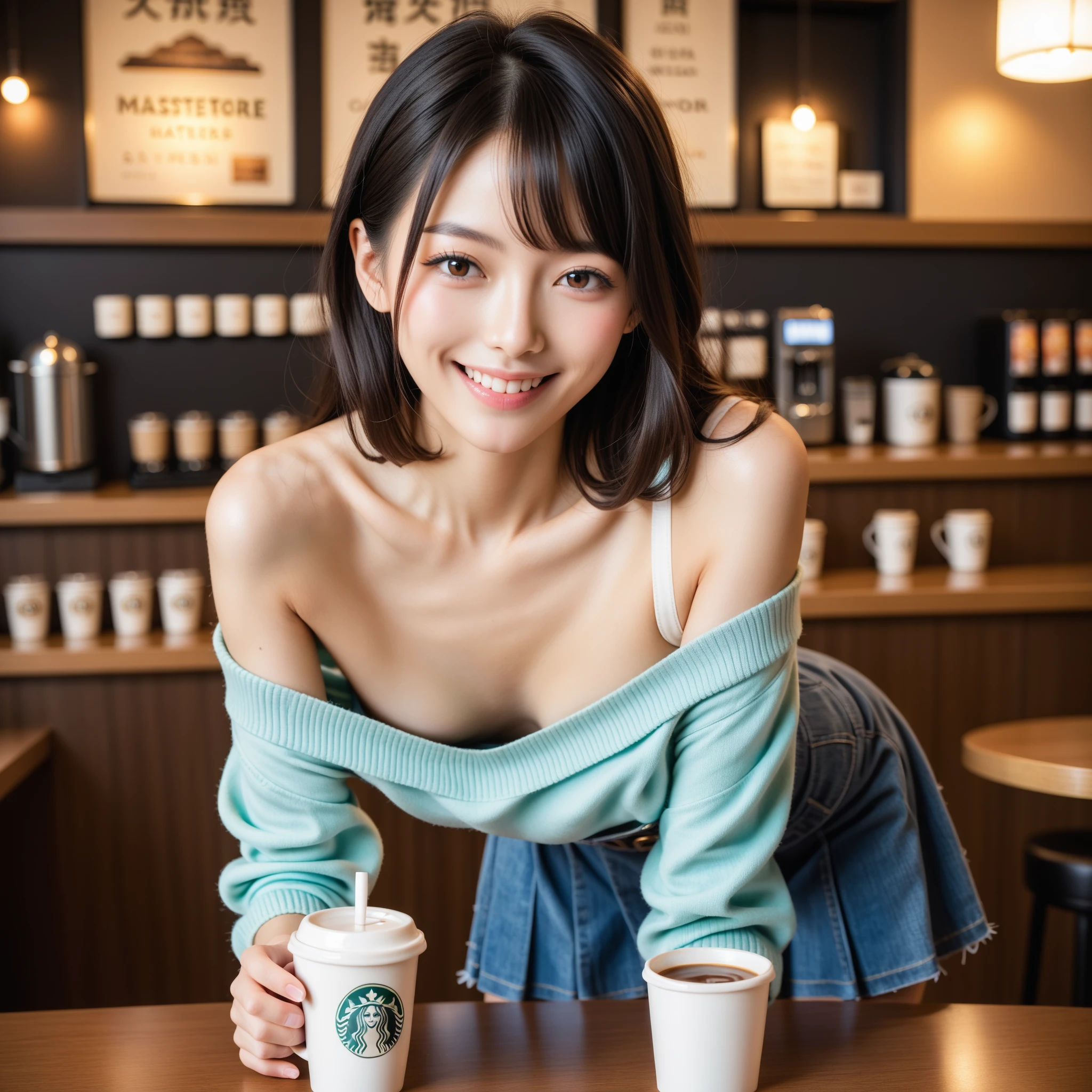(((((((((Emphasize cleavage))))))))) 
(((((((((Three Women))))))))) 

((((((((((Woman wearing a pink high leg leotard))))))))))
((((((White skin))))))
((((((Heavy makeup))))))
((((((Beautiful Face))))))

(((((((((Full body photo)))))))))
 (((((((お洒落でcuteInside the Starbucks store))))))) 
8k、RAW Photos、Highest quality、Super detailed、Super Resolution、Ultra HD、8k wallpaper、Amazing details 

(((((((((((Inside the Starbucks store)))))))))))、
 ((((((Sit down and eat cake、Drink Starbucks coffee、smile))))))、((Heart Necklace)) Modern and sleek design：Interior design using natural materials、Many of the designs are warm and made using wood and metal.。 Large windows：自然光をたっぷり取り入れるためのLarge windowsがあり、Providing a bright and open space。 Green Interior：Potted plants are effectively placed、It creates a relaxing atmosphere。 artwork：Works by local artists、Starbucks-related art on display。 Cozy seating：Cushioned chairs and sofas、Bar sheet etc.、A variety of seating options available。 Open kitchen area：Being able to see how drinks and food are made、We provide peace of mind and transparency。 Unique lighting：Antique lamps and chandelierodern lighting fixtures are used。 Comfortable background music：Relaxing music is playing、A comfortable space is provided。 Wide々Table space：一人でもグループでも使いやすいWide々There is a table with。 Community Table：There is a large table where you can socialize with other customers.。 Seasonal decorations：The decorations are themed according to the season.。 Design with a local feel：The design incorporates the local culture and characteristics.。 Fragrance production：コーヒーの香りが店内にWideがり、A space that satisfies the five senses has been created.。 Conversation with a barista：フレンドリーなConversation with a baristaが楽しめるカウンターエリアがあります。 8k、RAW Photos、Highest quality、masterpiece:1.2、Super detailed、Super Resolution、Ultra HD、8k wallpaper、Amazing details、Photorealistic:1.4、Having fun by the water、Full Body Shot、Full body photo、High-resolution RAW color photos、Professional photos、A scene full of emotion、Very detailed and beautiful、Ultra HD、8k wallpaper、Amazing details、Huge file sizes、Highly detailed beautiful girls、Highly detailed face Highly detailed eyes、Extremely realistic skin、 Highly detailed fingers, Highly detailed nose, Highly detailed mouth, Perfect Anatomy, Highly detailed background, Highly detailed clothing, Teen, cute女の子, Famous Japanese Idols, cute, Realistic body, Slender, White skin, Glowing Skin, Slim body, Realistic Face, Delicate eyes, double eyelid,


