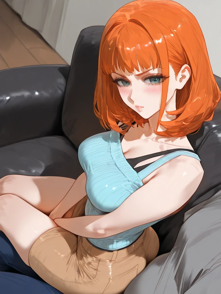 ((top-quality,8K,tmasterpiece:1.3)),Beautuful Women,1个Giant Breast Girl,big breasts beautiful:1.3,Slender abs:1.1,Red hair,(Kneel on the floor,legs are open:1.2),Super detailed face,Highly Detailed Lips,Detailed eyes,二重まぶた