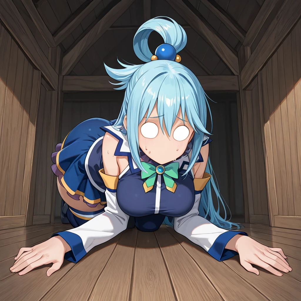 aaaqua, long hair, blue hair, hair rings, hair ornament, choker, bare shoulders, green bow, blue shirt, detached sleeves, blue skirt, thighhighs,White skin,knees,,Absurd,(masterpiece:1.3), (High resolution), (8k), (Very detailed), (4K), (pixiv), Perfect Face, Beautiful eyes and face, (最high quality), (Very detailed), Detailed face and eyes,pubic hair,いPeeを漏らす裸の女の子,1 girl,alone,Spread your legs, Embarrassing, blush,いPee, (sweating:1.4),Spread your legs,1 girl, (alone), High resolution, use_fast_no_frozen_style, use_fast_no_frozen_style, high quality, 1 girl, nude, Pee, Squat, touch the vagina,Are standing, Raise one leg