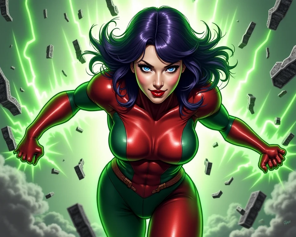 "Create an image of the Hulk standing, Has two arms and two legs, Designed in the style of Sal Bussema.The incredible Hulk, TM Ninja, intricate face details, Poster style, pictogram, vibrant, Colorful, vectorstyle, Digital art, 4K, Intricate details, big breasts enchanting, Professional manufacturing, Beautiful vector illustration, 12k resolution, 。.。.3D, All characters in detailed full body, Highly detailed, vibrant, Ultra high quality, hyper photorealism, Photorealism, rendering by octane]she-hulk, Portrait, Highly detailed, Digital painting, art  stations, concept-art, smooth, Sharp focus, illustration, Cinematic lighting, art by artgerm and greg rutkowski and alphonse mucha,((Best quality)), ((Masterpiece)), ((highly intricate detail)),Beautiful, High quality, A high resolution, absurderes, light difussion, Intricate details, Complex details, ((anime big breast)), (anime big breast:1.2) , (Perfect face:1.3), extreme detailed eyes, Colorful, highest details, Vibrant colors, High contrast, (8K  UHD:1.2), (Photorealistic:1.2),(Masterpiece:1.4), (Best quality:1.4), Realistic,Medium breast. (toe scrunch:1.10),Kneel on both legs，The soles of the feet are facing up，(Green eyes:1.10),soles of feet,The barefoot,1girll, (Kneeling pose:1.10),kneels on the ground， (Watching from behind:1.10), (hindquarters:1.10),(glute:1.10), (Look from behind:1.10),(leg loops:1.10),（rage face:1.10),(Red clothes:1.10),(revcowgirl:1.10),(anklet:1.10),Looking back,(Foot focus:1.5),(Wide-angle lens:1.10),(tattoo all over body:1.10),(Glowing eyes:1.10),Muscle lines,(full bodyesbian:1.5),(soles of feet:1.5), Mother,Cold woman,Cool girl,High ponytail,(Long gloves:1.5),Toe loops, Black hair,,Strong feet,,(soles of feet:1.5) , Very long hair,(muscle leg:1.5),Wolf Girl,Green eyes,(Amazon woman:1.10),((Masterpiece)), (((best qualityer))), ((Ultra-detailed)), ((illustration)), ((Messy hair))，(Muscle Girl:1.5),anklet, face flushed ,18+ face,face, ,wet mouth,NSFW Art, body curve, full sexy body, ((full bodyesbian)), full bodyesbian, Random Location, random pose position, Random Location, beauty shirt, (The upper part of the body_Body),(Big_Body:1.5), Perfect body, Pose, naughty girl, (tact:1),Tato in the belly, ((1girll:1)), full bodyesbian, Dark skin, Human, ((full_Body)
