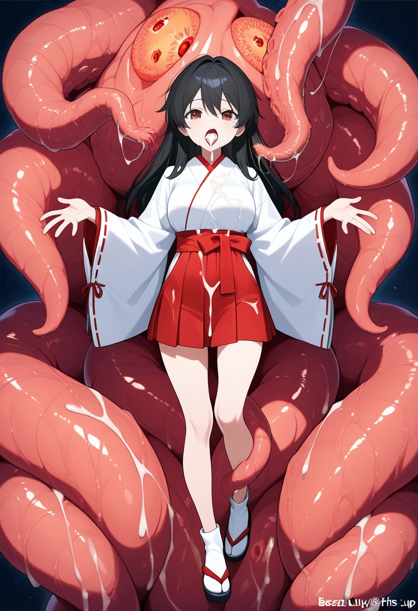8k Tragic historical drama in live-action style: Beautiful palace secrets Beautiful 10 year old Chinese Kung Fu princess with long black hair gets fucked by demon king Gorgeous embroidery, Ultra glossy, She is wearing a shiny red long sleeve floral military kung fu suit..... She cries loudly and is laid down on a floral futon and a tentacle penis is inserted into her She spreads her legs wide