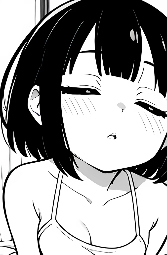 Nsfw, NUDE、huge penis、Big Ass、big nipple,Facing forward、Black Hair、Bob、Little Boy、Embarrassed face