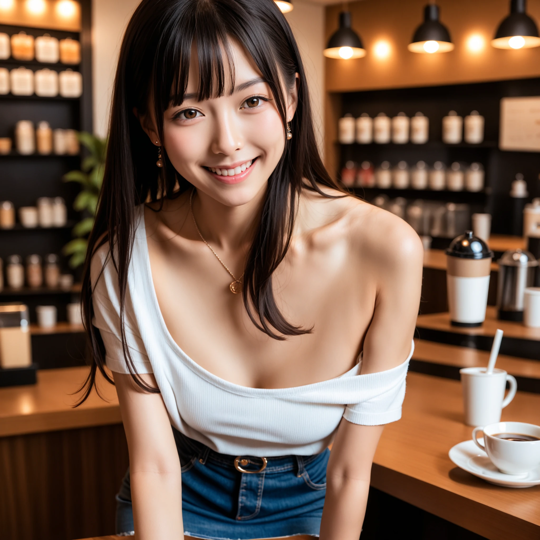 A young woman with a cute face like an idol who looks just 15 years old.。Gentle and cute。Please smile kindly。She is completely naked、Bust is small She is standing on the terrace of her apartment drinking orange juice as cute as a . Raw photo Real Genuine Real Life No copyright notice