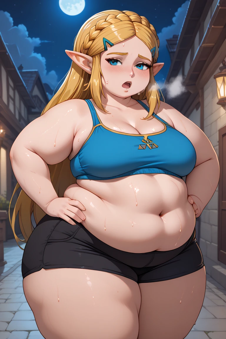 ((high aesthetic)), highly rated, absurdres, absurd resolution, highres, high resolution, best quality, masterpiece, 1girl, ((solo)), blonde hair, indoors, shade, moan, art by kipteitei, Zelda