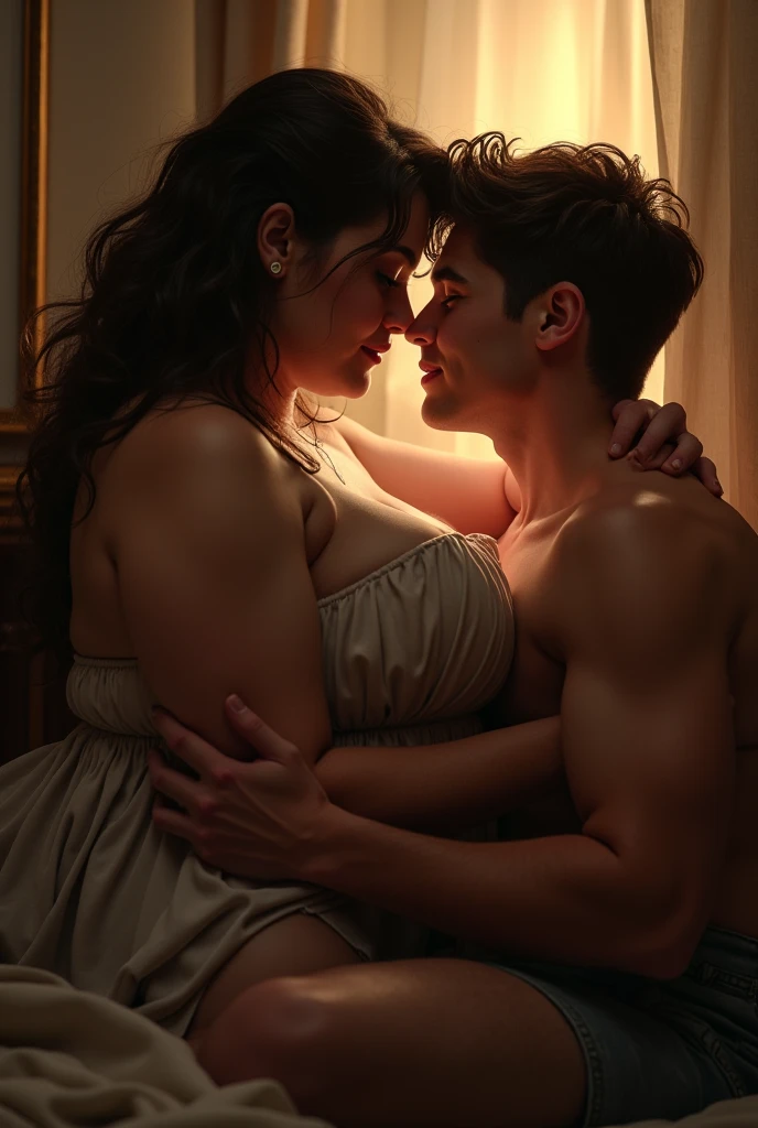 (((Gregory Peck and Audrey Hepburn embracing tightly each other))), Roman Holiday, bikini briefs and string bikini, (((a nude bodybuilder and a nude femalebodybuilder))), a handsome guy and a young cute girl, expression of love, (((very muscular body, vascularity, veins))), upper-body portrait, upper-body Image, real man and woman, barefeet, barefoot, (abnormally developed muscles), (((color Image))), masterpiece, best quality, high resolution