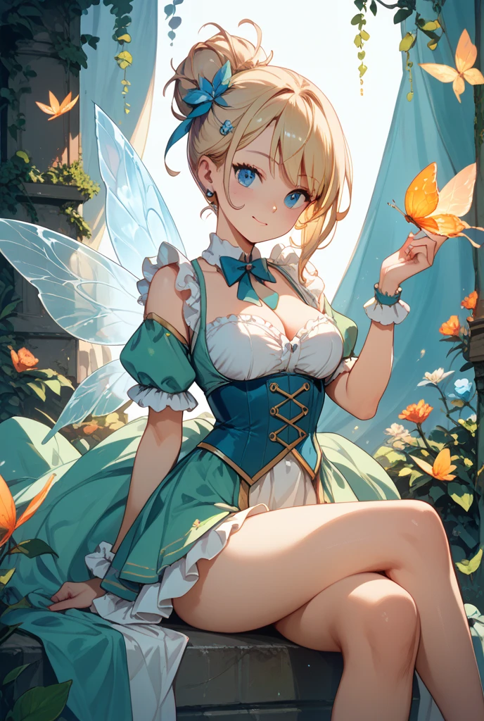 (((masterpiece))), (((best quality))), ((ultra-detailed)), ((an extremely delicate and beautiful)), (illustration), (detailed light), (beautiful detailed blue eyes), solo fairy cute girl, (((cute fairy girl pointy ears)), ((fairy wings)), cute fairy girl standing, ((curtsey, skirt hold:1.3)), ((curtsey pose)), ((happy smiling)), (closed mouth), ((blonde fluffy hair)), ((white chrysanthemum flower background:1.2)), (petals:1.4), from above:1.2, (((night sky))), (((moonlight))), fisheye, ((((nice hands, perfect hands)))), highest quality,naked,wipe panties,expose one's chest,sexy and excited,beautiful breasts,white skin,pointed chest,erect nipples,porn images,a lot of sweat,wet costume,wet body,see through,underkirt lift,nipple slip from,cum on breast,cum in pussy,