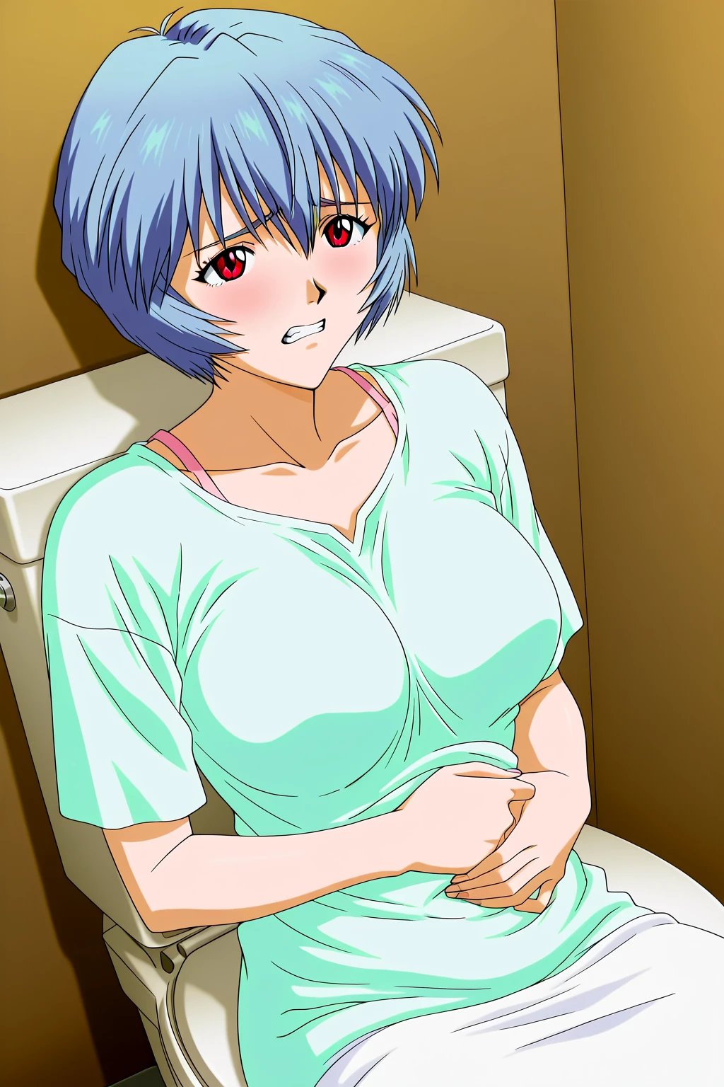 score_9, score_8_up, source_anime Bibl3, milf, housewife, pregnant, green hair, short hair, huge breasts, wide hips, viewed from side, cowgirl_position_sex, sitting on penis, man sucking breast, ahegao, moaning, open mouth, woman talking on phone, empty eyes, white blouse, bottomless, trimmed pubic hair, wet pussy, detailed pussy, cum in pussy, creampie, cum dripping from pussy, full lips, vivid lips, detailed eyes, detailed face, pretty woman, morning