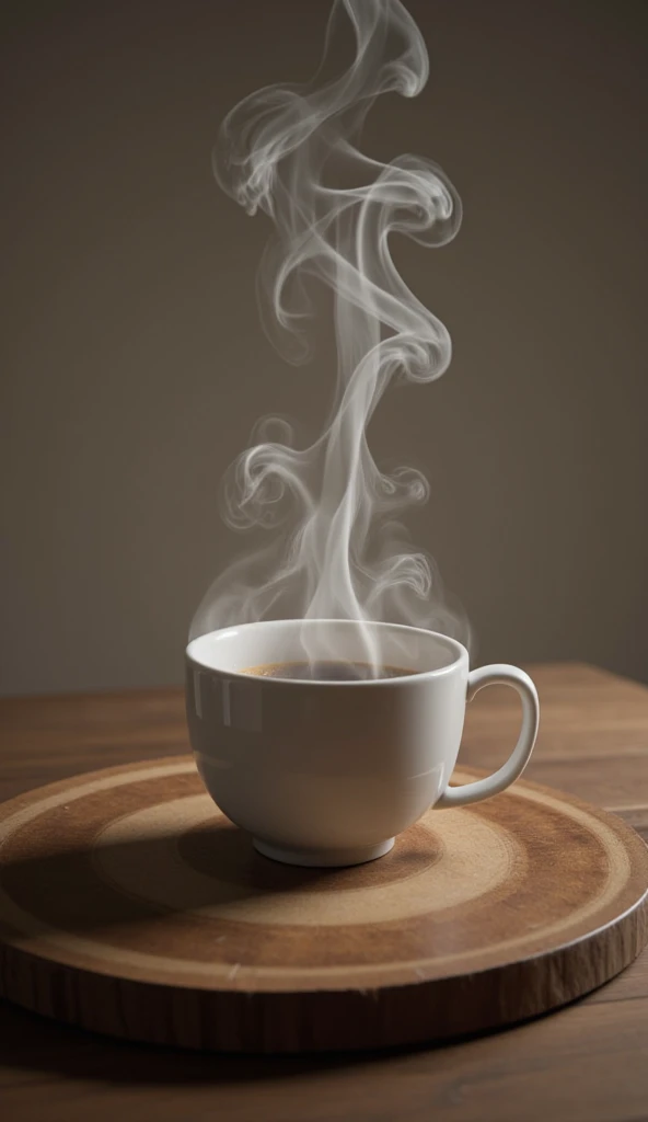 create an ultra realistic image of a square mug with a left-hand rounded handle, The mug measures 9,5 cm high and 25 cm in circumference, no image cuts, with hot coffee and a light smoke on top giving the impression of extreme heat