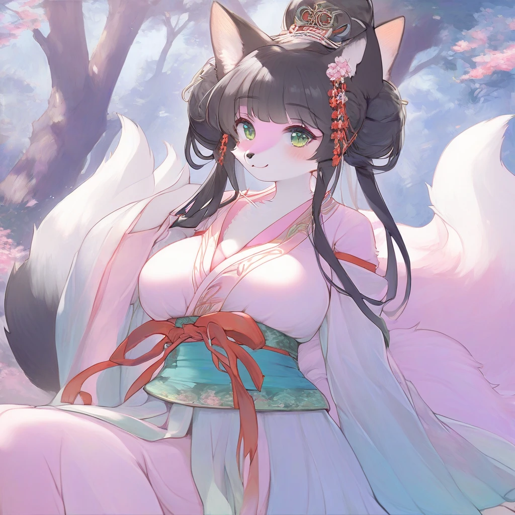(((masterpiece, best quality))), (((superior quality))), cute girl, ((extremely detailed girl)), ((huge breasts)), fox ear, shrine maiden, (bare shoulders), strapless top