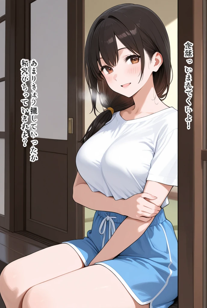 Character Sheet,Anime style,(masterpiece),illustration,8k,ray tracing,finely detailed,best detailed,Clear picture, 28 years old,Medium_Hair, darkbrown Eyes, longhair, White tanktop,mature female,milf, slender small breasts,panty shot ,white panty