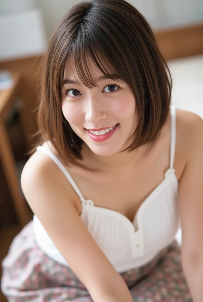 hight resolution、high-level image quality、in 8K、Real live-action、Raw photography、top-quality、​masterpiece、超A high resolution、Raw photo、ren、Beautiful fece、masutepiece、((Obscene content))、For adults、charm of 、absurderes、((((Japan elementary school students))))、Japan Girl、((8years old))、((with round face))、((Tanuki face))、((Cute little face))、(((((A smile)))))、de pele branca、((chubby figure))、小柄、Juvenile physique、Smaller chest、kne、 thighs thighs thighs thighs、shorten the neck a little、with round face（Anatomically correct)、独奏、fullllbody、Very nice、、 ((Pubic area))、(Mansuji)、((White panty))、Are sleeping、（Photorealsitic：1.37）、Photon mapping、Realistic、Radio City、Physically Based Rendering、depth of field rally background、a picture、(((a junior idol in Japan)))、Sparkling eyes、shiny lip、too bright natural light、The Bright Sun、Too bright sunlight、(((((8years old)))))、(((Pubic area)))、(Mansuji)、sit on sofa、Open your legs、Open your crotch、Alone,Show each other、(((White apron with frills)))、(((Apron naked))),Short hairstyles、Short-cut hair、 ((Alone)),NSFW、((The background is a Western-style room、In front of the window))