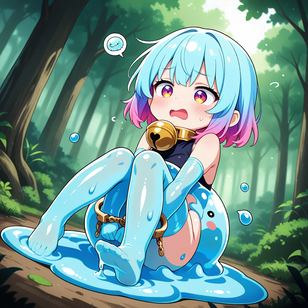 cirno, little childish girl water playing, little children, (tiny chest:1.1),smile, exphosed chest and groin , no panties,Sunburn mark ,wet,dynamic water splash ,outdoor,blue sky, Squat, Leg spread, nsfw