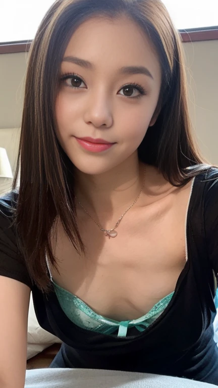 ((1girl)),in naked, pose at Library, makeup with glossy lip, small breasts, (black pleated skirt:1.4), various angle, ((face focus)), 22 years old, Beautiful Korean Girl, ((standing)) pose, (nsfw:1.4), cleverage, nipple slip
