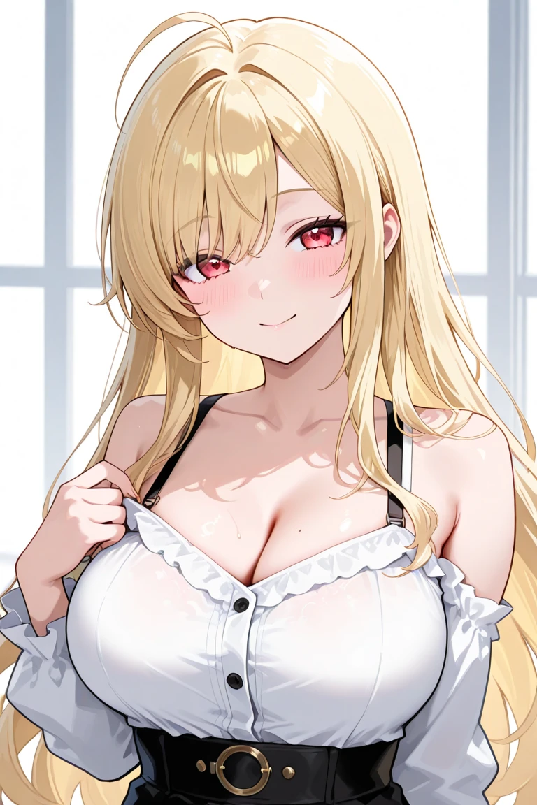 1girl, ultra high res ,looking at viewer , white dress, red eyes, smile, open mouth, strawhat, large ?????