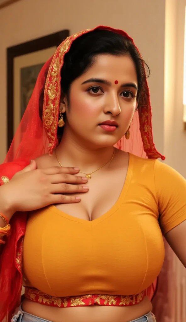 Day scene, full body photo of a plus sized 45 year old indian with a man from top view, (Masterpiece, Best Quality, High Resolution), office Background, (cum Splash on her breasts and nipples, cum Splash on her face, Splash of cum, cum Splash on her blouse, cum Splash on her eys), Sweet 25 year old South indian women sitting on her knees in a crowded party hall with a man, hour glass body red lips, silver colour silky gown, lightly makeup,ultra realistic, realistic, look at viewer (cinematic:1.3), intricate details,