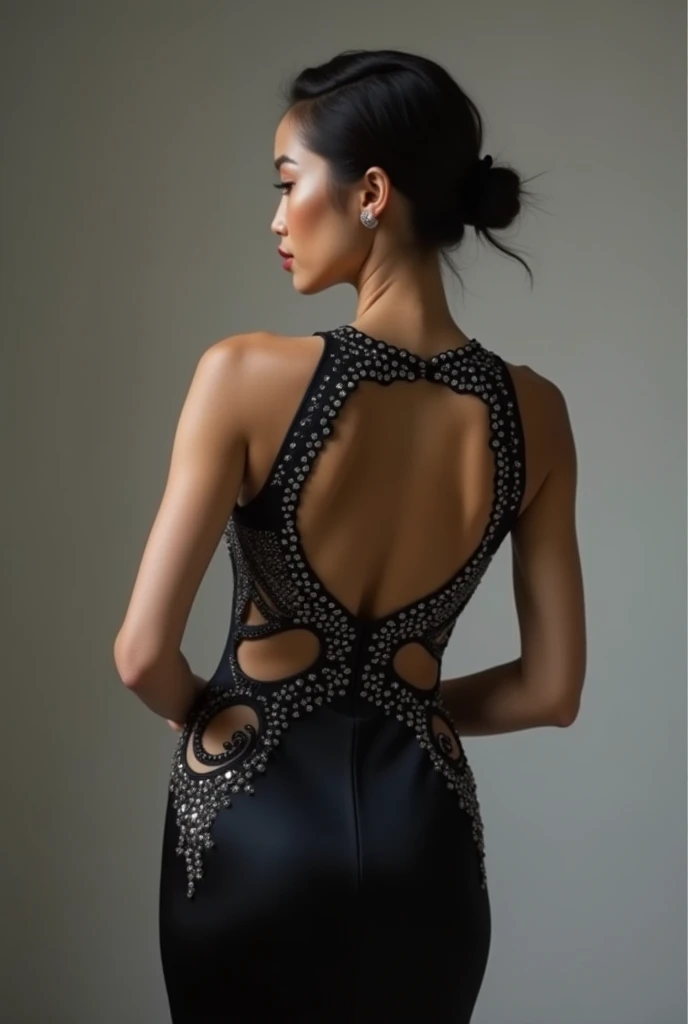a photo of madclyne97 wearing a black elegant dress, looking at the viewer, detailed background, hyper-detailed, detailed face, POV, by lee jeffries nikon d850 film stock photograph 4 kodak portra 400 camera f1.6 lens rich colors hyper-realistic lifelike texture dramatic lighting unreal engine trending on artstation cinestill 800
