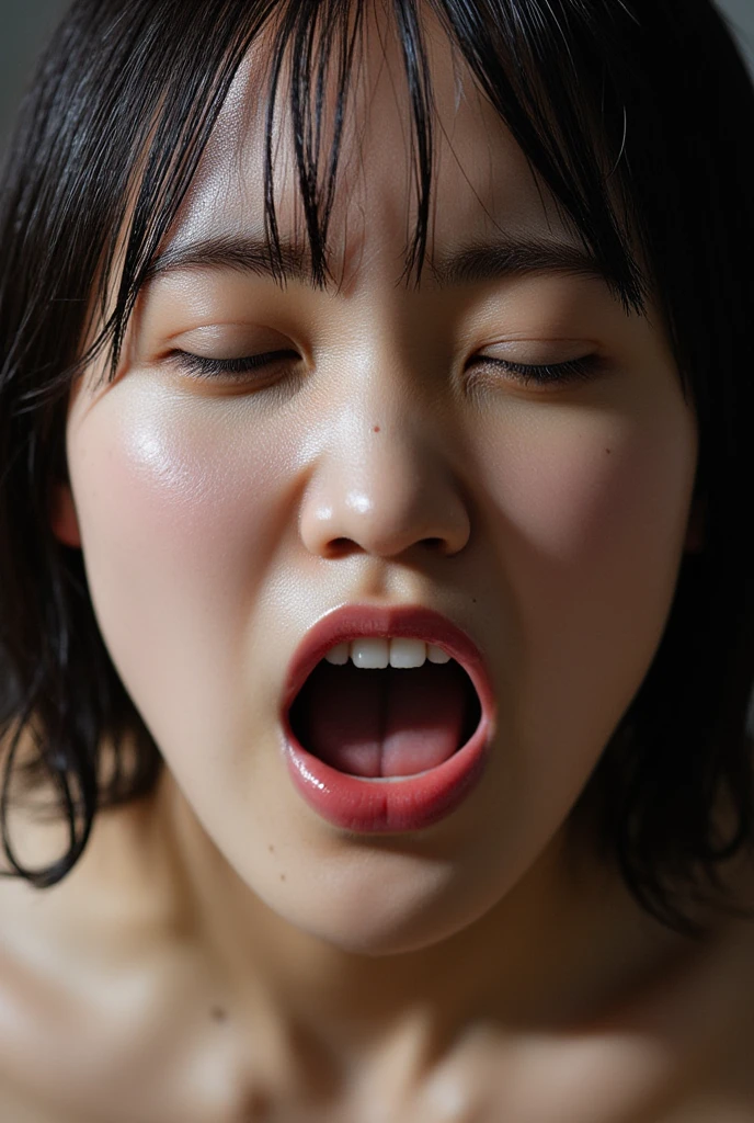 Beautiful Japanese actresses,(photo Realistic:1.4), (hyper Realistic:1.4), (Realistic:1.3),Very detailed, Edge Orgasm,face Focus, Woman with open mouth and closed eyes , Edgy Woman _face、、Black-haired、 News anchor、Very small toilet,((Sweat)),((skin shining with Sweat))((Clabrasion glistening with Sweat,face shining with Sweat)),((Sweaty skin))((Sweaty skin)),library,library,In front of the bookshelf,White collared shirt,Tied Hair、teacher,((Wet Filter))((faceに兼))ejaculate with open mouth,Please open your mouth wide,rapt expression,Things to do,