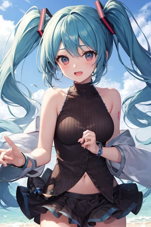 ((masterpiece、top-quality:1.5、a high chroma:1.5、ultra-detailliert、high-resolution illustrations:1.5、Ultra-high-definition CG、8k size wallpaper、offcial art))、(from above:1.5),(1woman,),(erotic cute face:1.5,cute eyes:1.5)、(seductive smile:1.3)、(sexy body),(squatting:1.5),(maikurobikini:1.5)、((Metallic Blue、:1.5))、,(fluorescence multicolored hair:1.5), (large breasts:1.1)、(oil skin:1.5),(curvy:1.3)、
,(shine yellow Eyes:1.5),(midsummer beach strong sunlight:1.5)、(cowboy shot:1.5)、