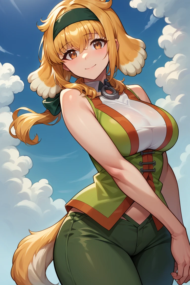 a beauty girl,Mature face,a matural female,Fluffy tail hair,Ultra-loose underwear,clothes slipping off,Anterior convex and posterior,Straight chest,Ruddy complexion,Huge fox tail,nabel,(huge tit),adventurer,tit,areola of breast,pantiess,Stockings,Human Services Group,((illustrated))