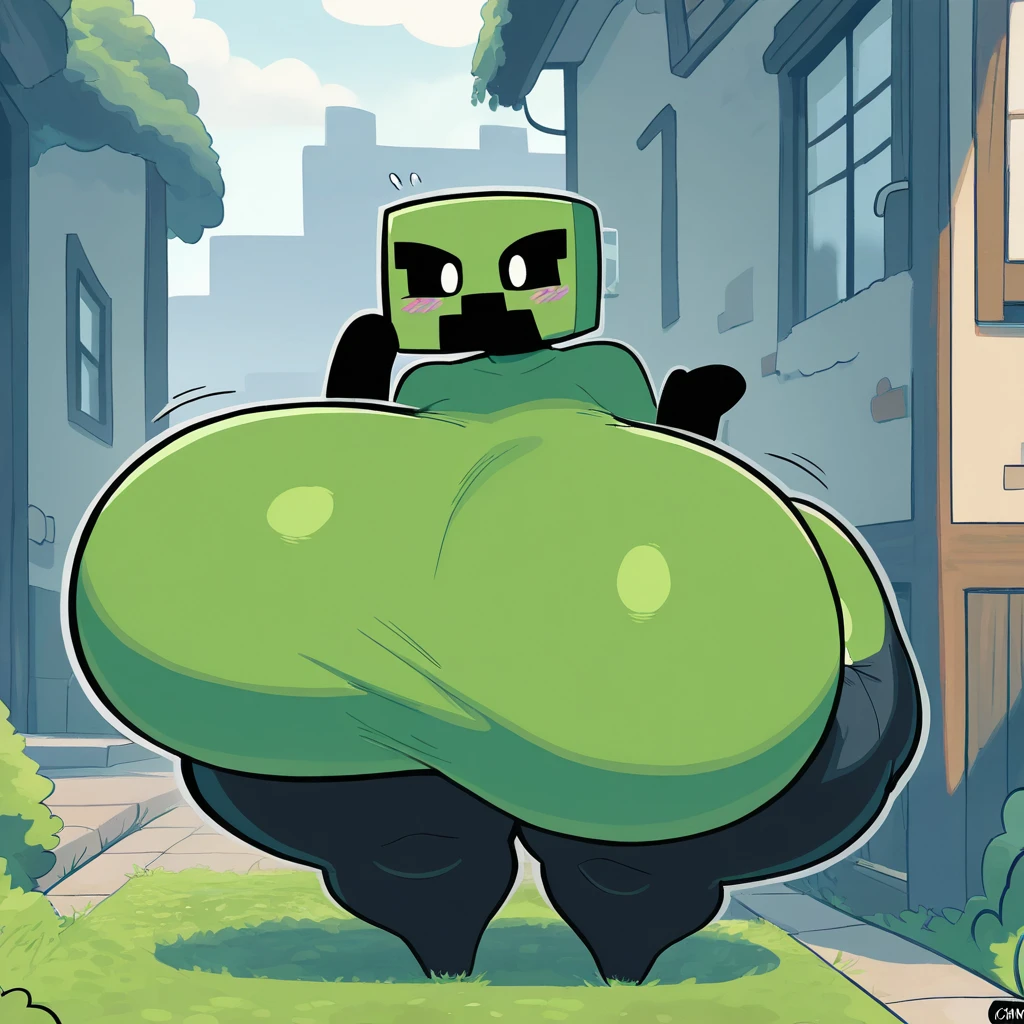 Enderwoman Minecraft-black body, purple eye, blushing,butt to butt touching together creeperwoman-green body black eye, blushing,butt to butt touching together hand to hand butt to butt hip to hip buttlock butt bump asstoass back side to side left right position