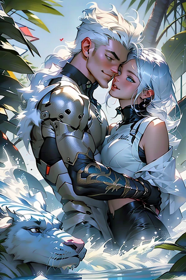 (score_9, score_8_up), score_7_up, 1girl, long hair, short hair, black hair, 1boy, manly, blue hair, white hair, hetero, outdoors, tanned skin, tree, petals, hug, cherry blossoms, science fiction, android, cyborg, sci-fi, fantasy, mechanical arms, dress, retro
 <lora:nostalgia-000011:0.8>