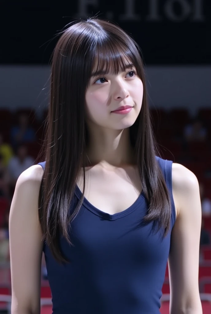 highest quality, masterpiece, Ultra-high resolution, (Realistic:1.4), RAW Photos, 32K Portrait, Very detailed, Cowboy Shot, Dynamic pose, 

One girl, 16 years old, Full back pants、The most famous Japanese idol、Japan&#39;s most popular cheerleader, Wearing only a white sleeveless cheerleader uniform, An innocent smile, View your viewers, Upturned buttocks, 

Very cute face, Stunningly beautiful big black eyes, Very beautiful hair, Very beautiful lips, Very beautiful skin, Very beautiful breasts, Very beautiful body, Very beautiful arms, Five perfect fingers, Very beautiful buttocks, Very beautiful thighs, 

Detailed face, Fine grain, Detailed Hair, Detailed lips, Detailed Skin, Detailed body, Detailed Weapons, Detailed five fingers, Detailed white sleeveless cheerleader uniform, Detailed hips, Thigh details