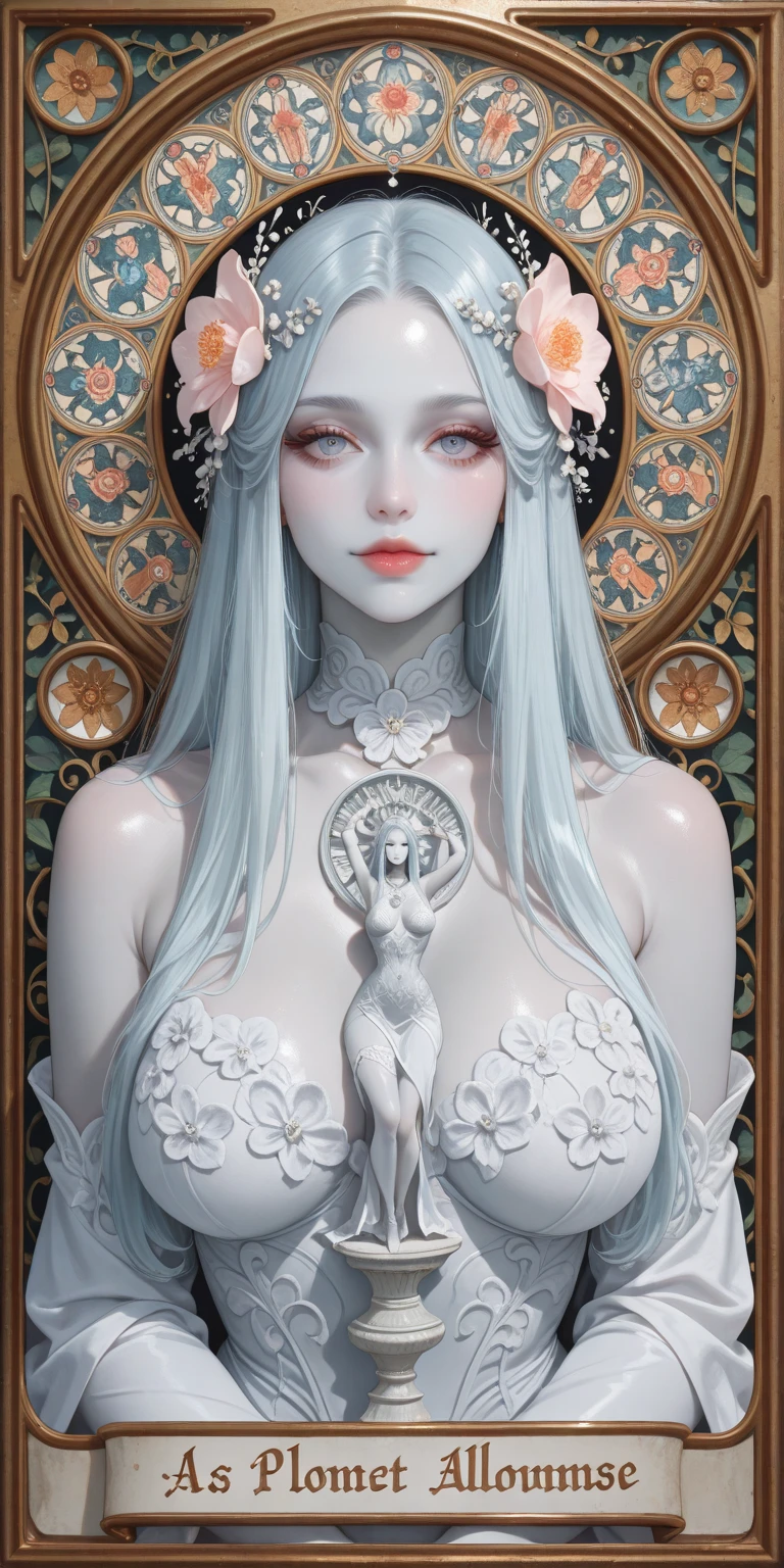 a very young woman, detailed face, beautiful delicate eyes, full lips, porcelain skin, nude figure, slim and body, Tite Kubo anime art style, vibrant colors, soft lighting, intricate background, masterpiece, ultra-detailed, photorealistic
